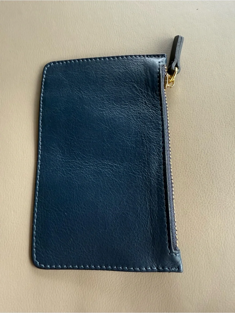 Vera Pelle Deep Blue Leather Card Holder with Zipper